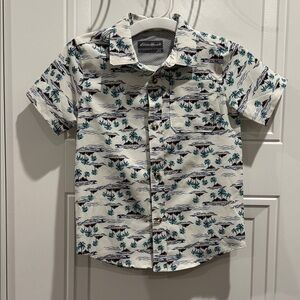 Eddie Bauer Kids Tropical Print Shirt - White and Blue